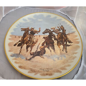 Vintage Frederic Remington Gorham Fine China USAWestern Plate "Aiding A Comrade"